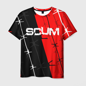 Мужская футболка 3D с принтом SCUM в Кировске, 100% полиэфир | прямой крой, круглый вырез горловины, длина до линии бедер | action | game | scum | tec1 | выживание | выжить | ресурсы | скам игра | тюремная