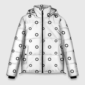 Мужская зимняя куртка 3D с принтом Черно-белый узор в горошек в Тюмени, верх — 100% полиэстер; подкладка — 100% полиэстер; утеплитель — 100% полиэстер | длина ниже бедра, свободный силуэт Оверсайз. Есть воротник-стойка, отстегивающийся капюшон и ветрозащитная планка. 

Боковые карманы с листочкой на кнопках и внутренний карман на молнии. | Тематика изображения на принте: abstract | backdrop | background | circle | design | diagonal | dot | fabric | geometric | graphic | illustration | line | paper | pattern | print | rand | repeat | seamless | simple | texture | tile | vector | wallpaper | wave | white | бублики | кружочк