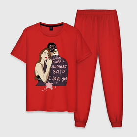 Мужская пижама хлопок с принтом lana del rey , 100% хлопок | брюки и футболка прямого кроя, без карманов, на брюках мягкая резинка на поясе и по низу штанин
 | lana del rey | music | лана дел рей | музыка | певица