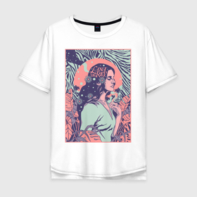 Мужская футболка хлопок Oversize с принтом Lana del rey , 100% хлопок | свободный крой, круглый ворот, “спинка” длиннее передней части | lana del rey | music | лана дел рей | музыка | певица