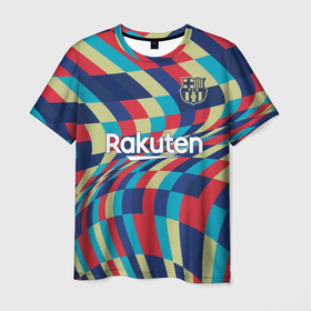 Мужская футболка 3D с принтом FC Barcelona La Liga Pre-Match (2021 22) в Петрозаводске, 100% полиэфир | прямой крой, круглый вырез горловины, длина до линии бедер | 0x000000123 | barca | barcelona | elclasico | la liga | messi | pre match | барса | барселона | классико | месси