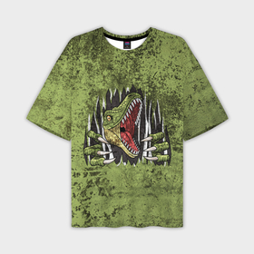 Мужская футболка oversize 3D с принтом Динозавр из груди ,  |  | dino | dinosauria | t rex | ti rex | дино | динозавр | парк юрского | т рекс | ти рекс | чудовище | юрский период | ящер | ящерица