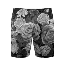 Мужские шорты спортивные с принтом Розы в Петрозаводске,  |  | flowers | герберы | контур | легкие | лилии | мягкие | роза | ромашка | тренд | цветы