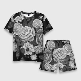 Мужской костюм с шортами 3D с принтом Розы в Петрозаводске,  |  | flowers | герберы | контур | легкие | лилии | мягкие | роза | ромашка | тренд | цветы