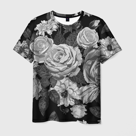 Мужская футболка 3D с принтом Розы в Тюмени, 100% полиэфир | прямой крой, круглый вырез горловины, длина до линии бедер | flowers | герберы | контур | легкие | лилии | мягкие | роза | ромашка | тренд | цветы