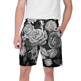 Мужские шорты 3D с принтом Розы ,  полиэстер 100% | прямой крой, два кармана без застежек по бокам. Мягкая трикотажная резинка на поясе, внутри которой широкие завязки. Длина чуть выше колен | flowers | герберы | контур | легкие | лилии | мягкие | роза | ромашка | тренд | цветы