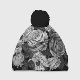 Шапка 3D c помпоном с принтом Розы в Тюмени, 100% полиэстер | универсальный размер, печать по всей поверхности изделия | flowers | герберы | контур | легкие | лилии | мягкие | роза | ромашка | тренд | цветы