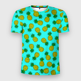 Мужская футболка 3D Slim с принтом Ананасы аква в Екатеринбурге, 100% полиэстер с улучшенными характеристиками | приталенный силуэт, круглая горловина, широкие плечи, сужается к линии бедра | ananas | aqua | exotic | food | pineapple | summer | tropical | аква | ананасики | ананасы | десерт | джунгли | еда | лето | листья | море | овощи | океан | острова | отпуск | пальмы | плоды | пляж | растения | тропики | тропические