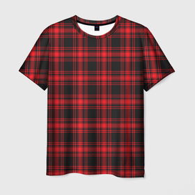 Мужская футболка 3D с принтом Красная клетка в Санкт-Петербурге, 100% полиэфир | прямой крой, круглый вырез горловины, длина до линии бедер | джентльмены | квадраты | клетка | костюм | линии | полосы | текстура | узор
