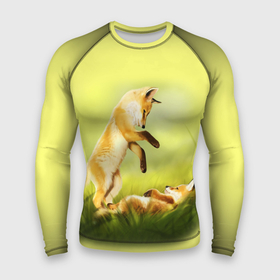 Мужской рашгард 3D с принтом Лисята в Кировске,  |  | fox | животные | лиса | лисичка | лисята | рыжая