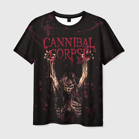 Мужская футболка 3D с принтом Cannibal Corpse | Skeleton в Кировске, 100% полиэфир | прямой крой, круглый вырез горловины, длина до линии бедер | blood | bones | cannibal corpse | skeleton | skull | кости | кровь | скелет | труп каннибала | череп