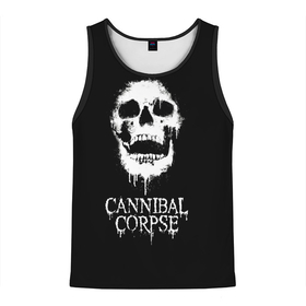 Мужская майка 3D с принтом Сannibal Сorpse в Петрозаводске, 100% полиэстер | круглая горловина, приталенный силуэт, длина до линии бедра. Пройма и горловина окантованы тонкой бейкой | Тематика изображения на принте: cannibal corpse | cannibal corpse lettering | cannibal corpse print | cannibal corpse rock band | death metal band | rock | белый череп | дэт метал группа | надпись cannibal corpse | принт cannibal corpse | рок | рок группа cannibal corpse | 