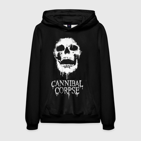 Мужская толстовка 3D с принтом Сannibal Сorpse в Курске, 100% полиэстер | двухслойный капюшон со шнурком для регулировки, мягкие манжеты на рукавах и по низу толстовки, спереди карман-кенгуру с мягким внутренним слоем. | cannibal corpse | cannibal corpse lettering | cannibal corpse print | cannibal corpse rock band | death metal band | rock | белый череп | дэт метал группа | надпись cannibal corpse | принт cannibal corpse | рок | рок группа cannibal corpse | 