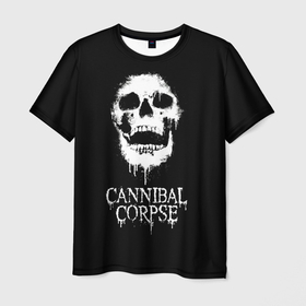 Мужская футболка 3D с принтом Сannibal Сorpse , 100% полиэфир | прямой крой, круглый вырез горловины, длина до линии бедер | Тематика изображения на принте: cannibal corpse | cannibal corpse lettering | cannibal corpse print | cannibal corpse rock band | death metal band | rock | белый череп | дэт метал группа | надпись cannibal corpse | принт cannibal corpse | рок | рок группа cannibal corpse | 