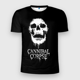 Мужская футболка 3D Slim с принтом Сannibal Сorpse в Петрозаводске, 100% полиэстер с улучшенными характеристиками | приталенный силуэт, круглая горловина, широкие плечи, сужается к линии бедра | cannibal corpse | cannibal corpse lettering | cannibal corpse print | cannibal corpse rock band | death metal band | rock | белый череп | дэт метал группа | надпись cannibal corpse | принт cannibal corpse | рок | рок группа cannibal corpse | 