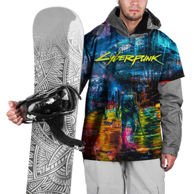 Накидка на куртку 3D с принтом Сyberpunk City в Тюмени, 100% полиэстер |  | город | катана | киберпанк | киборг | меч | надпись | неон | ночь | огни | оружие | свет | цвета