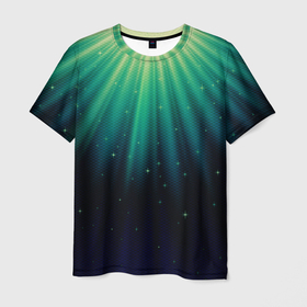 Мужская футболка 3D с принтом Сияние 3D в Кировске, 100% полиэфир | прямой крой, круглый вырез горловины, длина до линии бедер | абстракция | звезда | илюстрация | лунный свет | луч | минимализм | святой | сияние | текстура | яркость