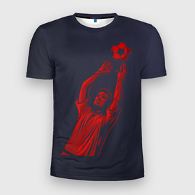 Мужская футболка 3D спортивная с принтом Вратарь в Тюмени, 100% полиэстер с улучшенными характеристиками | приталенный силуэт, круглая горловина, широкие плечи, сужается к линии бедра | football | вратарь | игра | мяч | спорт | футбол | футболист