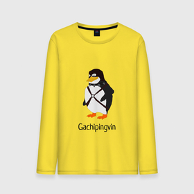 Мужской лонгслив хлопок с принтом Gachipingvin | Гачипингвин | в Тюмени, 100% хлопок |  | без фона | гачи | пингвин | с текстом