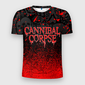 Мужская футболка 3D спортивная с принтом CANNIBAL CORPSE в Курске, 100% полиэстер с улучшенными характеристиками | приталенный силуэт, круглая горловина, широкие плечи, сужается к линии бедра | cannibal corpse | evisceration plague | hammer smashed face. | violence unimagined | дэт метал | музыка | рок | труп каннибала