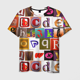 Мужская футболка 3D с принтом Английские буквы # 2 в Новосибирске, 100% полиэфир | прямой крой, круглый вырез горловины, длина до линии бедер | english | the letters | английский | буква | буквы