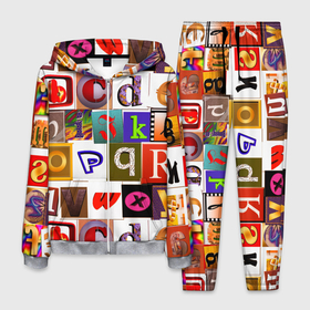 Мужской костюм 3D с принтом Английские буквы # 2 , 100% полиэстер | Манжеты и пояс оформлены тканевой резинкой, двухслойный капюшон со шнурком для регулировки, карманы спереди | english | the letters | английский | буква | буквы