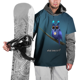 Накидка на куртку 3D с принтом Owl в Белгороде, 100% полиэстер |  | Тематика изображения на принте: what time is it | время | синий | сова | темный фон