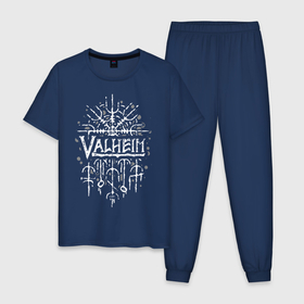 Мужская пижама хлопок с принтом Valheim в Курске, 100% хлопок | брюки и футболка прямого кроя, без карманов, на брюках мягкая резинка на поясе и по низу штанин
 | valheim | viking | валхейм | викинги | игры