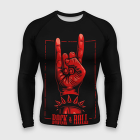 Мужской рашгард 3D с принтом Rock  Roll в городе Новоалтайск,  |  | rock  roll | знак рок | рок | рок н ролл | рука