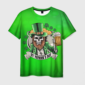 Мужская футболка 3D с принтом Beer day в Петрозаводске, 100% полиэфир | прямой крой, круглый вырез горловины, длина до линии бедер | Тематика изображения на принте: saint patricks day | арт | графика | март | патрик | святой патрик