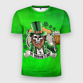 Мужская футболка 3D спортивная с принтом Beer day в Белгороде, 100% полиэстер с улучшенными характеристиками | приталенный силуэт, круглая горловина, широкие плечи, сужается к линии бедра | saint patricks day | арт | графика | март | патрик | святой патрик