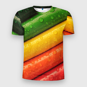Мужская футболка 3D спортивная с принтом Цветные линии в Санкт-Петербурге, 100% полиэстер с улучшенными характеристиками | приталенный силуэт, круглая горловина, широкие плечи, сужается к линии бедра | pencil | pencils | карандаш | карандаши | цвета