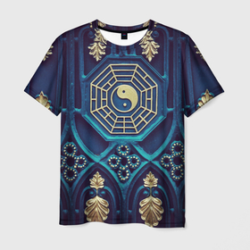 Мужская футболка 3D с принтом Золотой Инь-Янь в Кировске, 100% полиэфир | прямой крой, круглый вырез горловины, длина до линии бедер | золото | инь янь | китай | китайские узоры | узоры