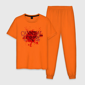 Мужская пижама хлопок с принтом Cannibal Corpse , 100% хлопок | брюки и футболка прямого кроя, без карманов, на брюках мягкая резинка на поясе и по низу штанин
 | cannibal | cannibal corpse | corpse | trash | алекс уэбстер | брутальный дэт метал | дэт метал | дэтграйнд | пол мазуркевич