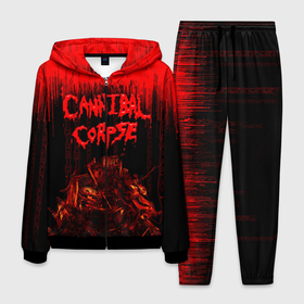 Мужской костюм 3D с принтом CANNIBAL CORPSE , 100% полиэстер | Манжеты и пояс оформлены тканевой резинкой, двухслойный капюшон со шнурком для регулировки, карманы спереди | blood | cannibal corpse | death metal | grunge | hardcore | music | punk | rock | usa | группа | канибал | кровь | метал | музыка | рок | сша | труп
