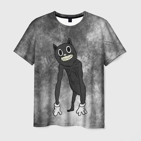 Мужская футболка 3D с принтом Cartoon cat , 100% полиэфир | прямой крой, круглый вырез горловины, длина до линии бедер | cartoon cat | crazy | horror | kitty | monster | безумный | враг | животные | зверь | злодей | злой кот | зубы | картун кэт | киска | кот | кошак | монстр | мультяшный кот | оскал | персонаж | страшилки | сумасшедший
