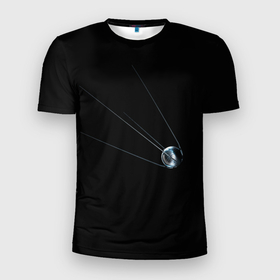 Мужская футболка 3D спортивная с принтом первый космический спутник в Тюмени, 100% полиэстер с улучшенными характеристиками | приталенный силуэт, круглая горловина, широкие плечи, сужается к линии бедра | гагарин | искусственный спутник. спутник 1 | космос | спутник | терещкова