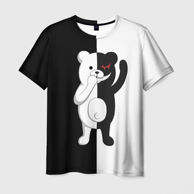 Мужская футболка 3D с принтом МЕДВЕДЬ МОНОКУМА , 100% полиэфир | прямой крой, круглый вырез горловины, длина до линии бедер | anime | danganronpa | enoshima | junko | monokuma | аниме | джунко | игра | манга | медведь | монокума | робот медведь | эношима