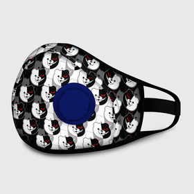 Маска из неопрена с принтом MONOKUMA  МОНОКУМА PATTERN в городе Новоалтайск, неопрен 100% | Форма огибающая нос. Резинки для ушей с дополнительной резинкой на затылке. Клапан для выдоха для активного дыхания при занятиях спортом. Эластичный материал маски и окантовки для лучшего растяжения и прилегания маски.  | anime | danganronpa | enoshima | junko | monokuma | аниме | джунко | игра | манга | медведь | монокума | робот медведь | эношима