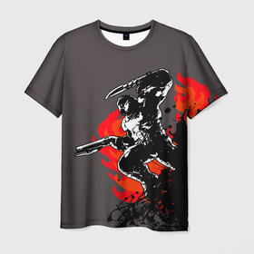 Мужская футболка 3D с принтом Doom Eternal  в Тюмени, 100% полиэфир | прямой крой, круглый вырез горловины, длина до линии бедер | doom eternal | герой | дум | игра | палач рока | персонаж | пламя