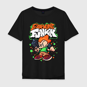 Мужская футболка хлопок Oversize с принтом Пико Friday Night Funkin  в Курске, 100% хлопок | свободный крой, круглый ворот, “спинка” длиннее передней части | friday night funk | friday night funkin | pico | игры | пико