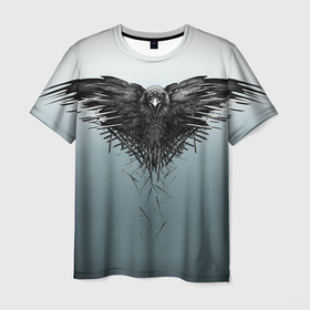 Мужская футболка 3D с принтом Crow в Кировске, 100% полиэфир | прямой крой, круглый вырез горловины, длина до линии бедер | Тематика изображения на принте: ворон | крылья | меч | птица | чёрный