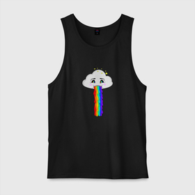 Мужская майка хлопок с принтом ОБЛАКО РАДУГА , 100% хлопок |  | cloud | rainbow | би | блюющее облако | летний | мем | мультяшный | радуга | разноцветный | юмор | яркий