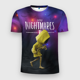 Мужская футболка 3D Slim с принтом Little       Nightmares 2 в Санкт-Петербурге, 100% полиэстер с улучшенными характеристиками | приталенный силуэт, круглая горловина, широкие плечи, сужается к линии бедра | little nightmares | страшилка | страшная игра | ужас | хоррор