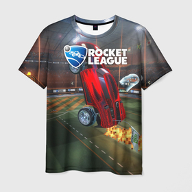 Мужская футболка 3D с принтом Rocket League в Белгороде, 100% полиэфир | прямой крой, круглый вырез горловины, длина до линии бедер | Тематика изображения на принте: cars | game | games | rocket league | гонка | гонки | машина | машины | рокет лига