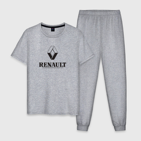 Мужская пижама хлопок с принтом Renault Logo | Рено логотип в Екатеринбурге, 100% хлопок | брюки и футболка прямого кроя, без карманов, на брюках мягкая резинка на поясе и по низу штанин
 | duster | life | logan | of | renault | reno | дастер | знак | значок | логан | лого | рено | француз