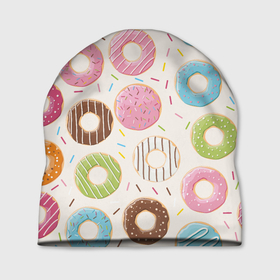 Шапка 3D с принтом Пончики / Donuts в Белгороде, 100% полиэстер | универсальный размер, печать по всей поверхности изделия | bagel | cookies | donut | pastry | pie | ring | бублик | выпечка | колечко | печенье | пирожок | пончик
