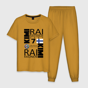 Мужская пижама хлопок с принтом Kimi Raikkonen , 100% хлопок | брюки и футболка прямого кроя, без карманов, на брюках мягкая резинка на поясе и по низу штанин
 | f1 | kimi raikkonen | кими | райкконен | формула 1