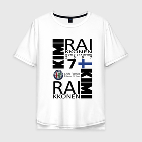 Мужская футболка хлопок Oversize с принтом Kimi Raikkonen в Новосибирске, 100% хлопок | свободный крой, круглый ворот, “спинка” длиннее передней части | f1 | kimi raikkonen | кими | райкконен | формула 1