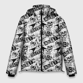 Мужская зимняя куртка 3D с принтом Rock music в Белгороде, верх — 100% полиэстер; подкладка — 100% полиэстер; утеплитель — 100% полиэстер | длина ниже бедра, свободный силуэт Оверсайз. Есть воротник-стойка, отстегивающийся капюшон и ветрозащитная планка. 

Боковые карманы с листочкой на кнопках и внутренний карман на молнии. | Тематика изображения на принте: anarchy | hard rock | metal | music | punk rock | punks not dead | rock music | rocker | rocknroll | анархия | гаражный рок | гитара | гранж | металл | музыка | панк рок | рок музыка | рок н ролл | рокер | трэш метал | тяжелый рок | хард рок